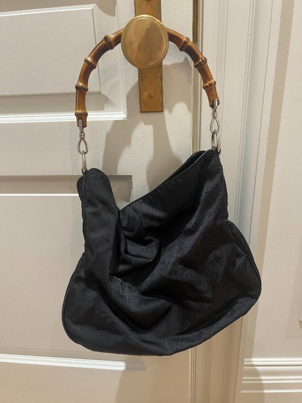 Authentic Vintage Gucci Bamboo Handle 2-Way Hobo Shoulder Bag, Patent Leather